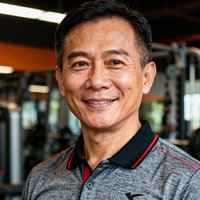 广州力健达健身俱乐部老板张伟明的头像照片，中年男性，身穿运动polo衫，微笑面对镜头。